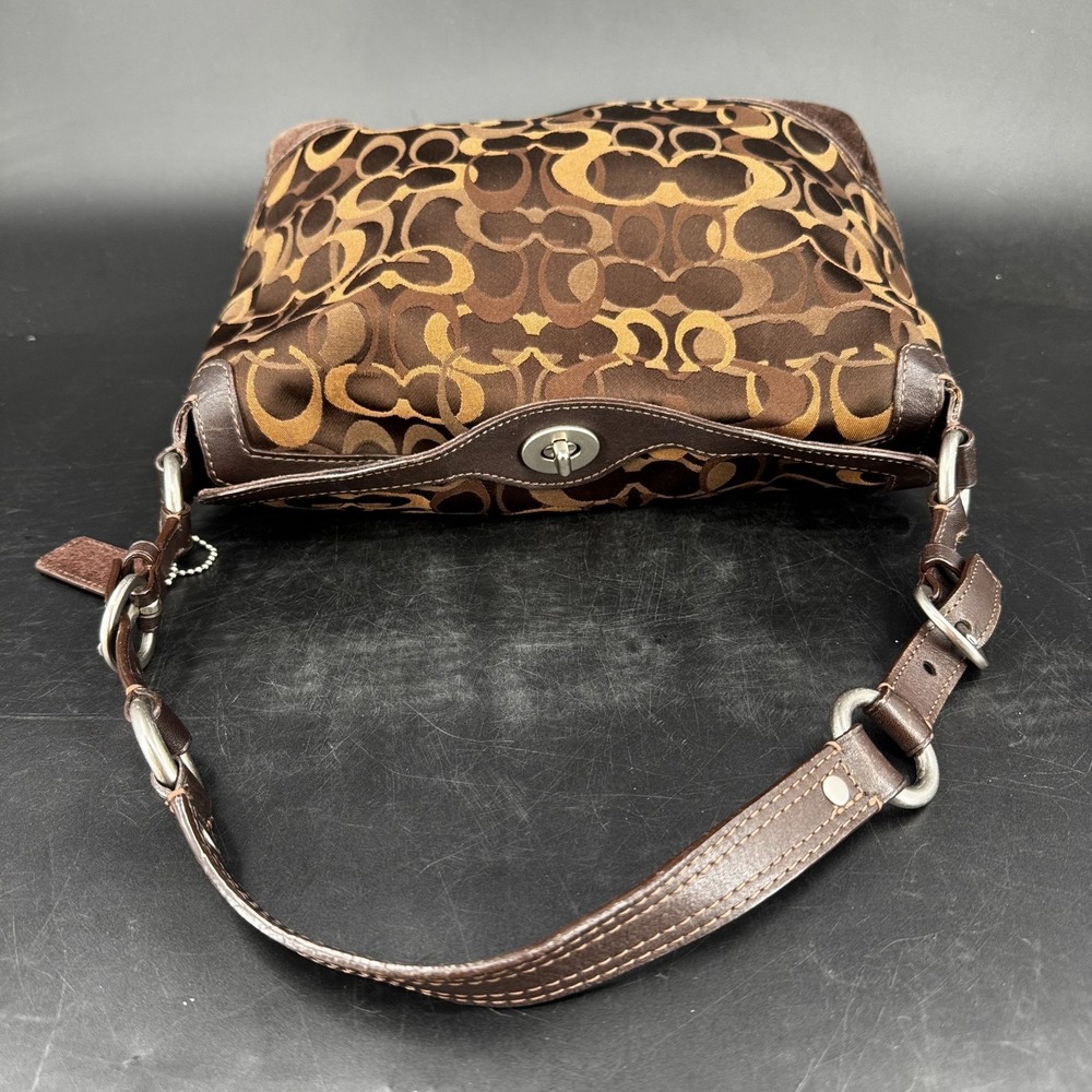 Coach Chelsea Signature Leather Handbag Purse WOMENS Brown Turn Lock Close - Picture 5 of 10